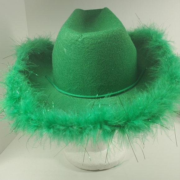 Green Feather Cowboy Hat St. Patrick's Day - Picture 5 of 8